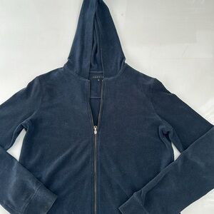 Theory Vintage Track Terry Sweat Jacket Hoodie Blokette Core Navy Size Medium
